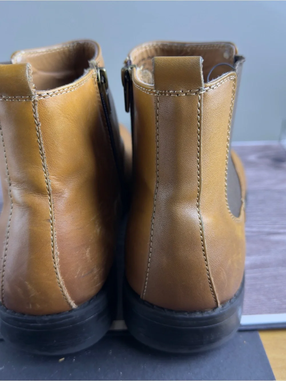 Alfani Platinum Caleb Chelsea Boots Tan Leather Side Zip Men’s Size 10 w/ Box